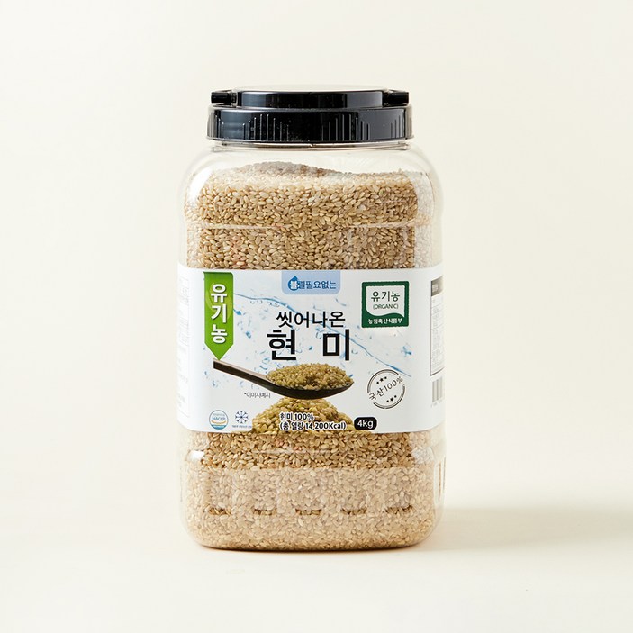 유기농 씻어나온 현미, 4kg, 1통