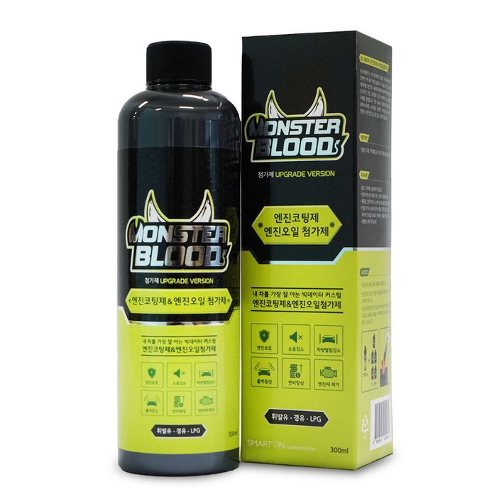 몬스터블러드 엔진코팅제 앤 엔진오일첨가제 휘발유 경유 LPG 300ml, 1개, 가솔린디젤LPG 공용 몬스터블러드 엔진코팅제 앤 엔진오일첨가제 휘발유 경유 LPG 300ml, 1개, 가솔린디젤LPG 공용