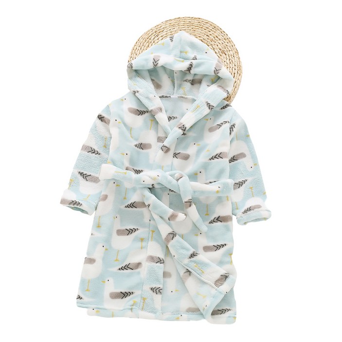 스타빈 아동용 패턴 후드 목욕가운 90호, 블루버드, 1개