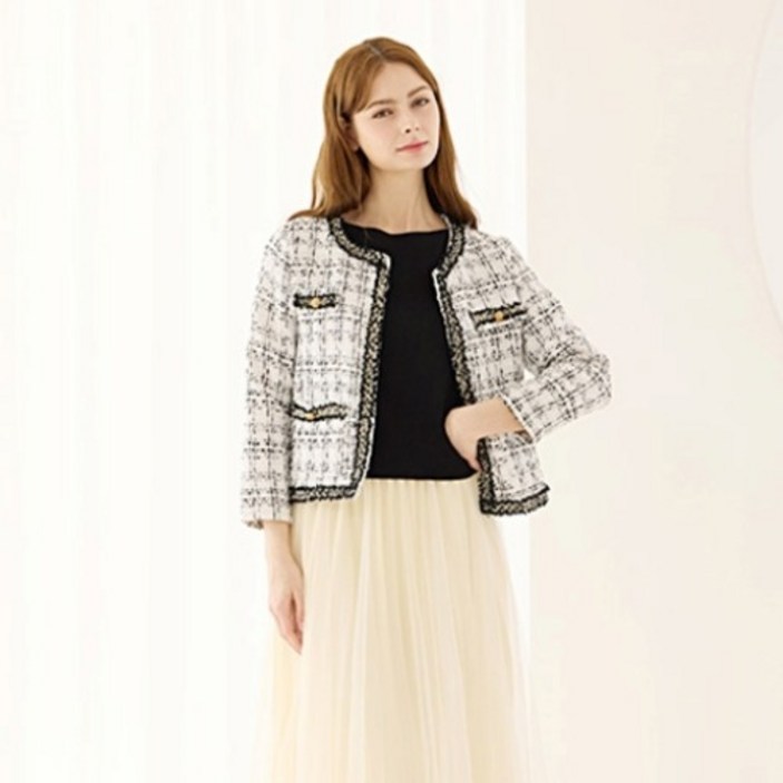 여성용 펄라인 칼라리스트위드 자켓 V4ACJK044