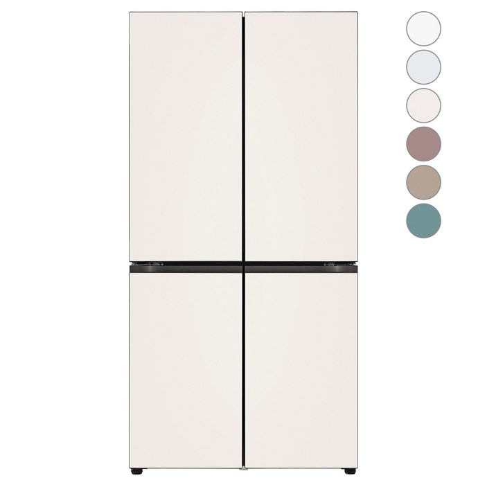 [색상선택형] LG전자 디오스 오브제컬렉션 4도어 냉장고 글라스 875L M873AAA031, M873GBB031S, 베이지(상단), 베이지(하단)