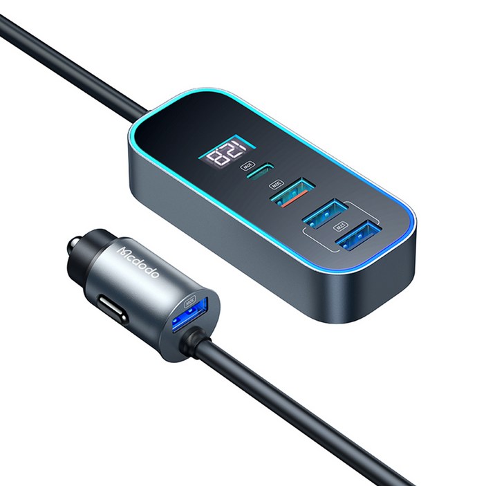 맥도도 차량용 디스플레이 5포트 확장형 멀티 고속충전기 PD PPS QC4.0 100W, CC1900, 딥그레이