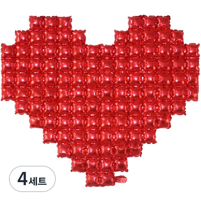 팡파티 빅하트 기념일 풍선 + 공기주입기 + 실리콘 테이프, 레드, 4세트