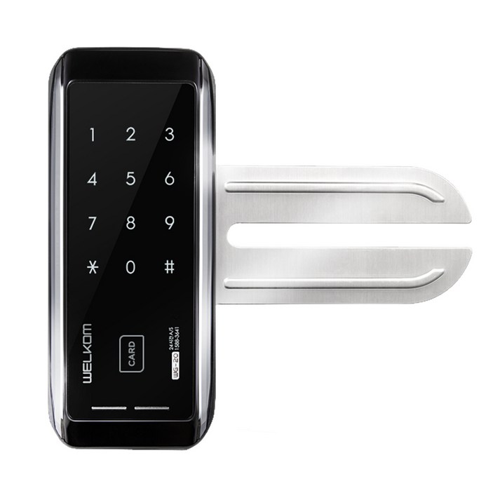 솔리티 웰콤 유리문 전용 스마트 보조키 손잡이 없음 도어락 WG-20