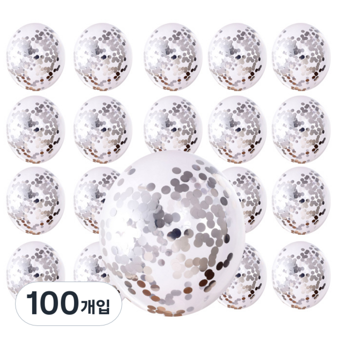 윰스 샤인스팽글 파티풍선, 실버, 100개입