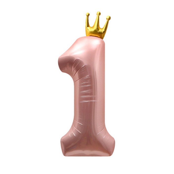 돌잔치풍선 이자벨홈 생일파티 왕관 숫자 풍선 1 초대형, 핑크, 1개