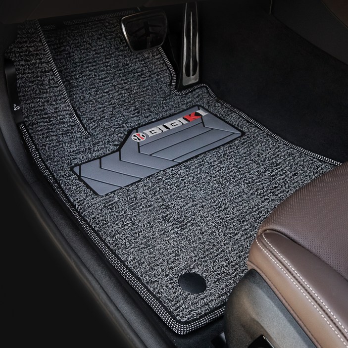 비비키 확장형 발판 코일카매트 1열 + 2열 세트, BMW X6 (G06) (1열홀O) (2020년~), 그레이