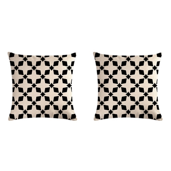 블루 테마 기하학 그래픽 인테리어 뮤지엄 쿠션 커버 2p