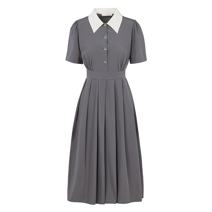 페이지플린 여성용 배색 카라 버튼 원피스 F3BOP002A