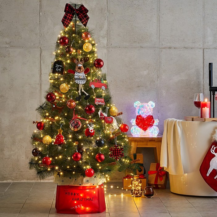 1.5m 크리스마스트리 장식 지네전구 풀세트 150cm 솔트리 조이레드플러스