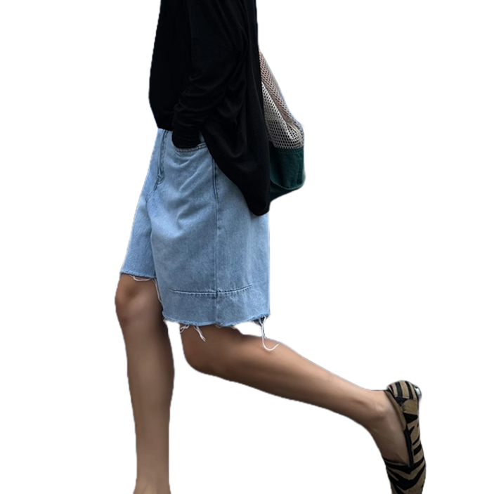 퀸앤조이 라이사 빈티지 워싱 컷팅 5부 반바지