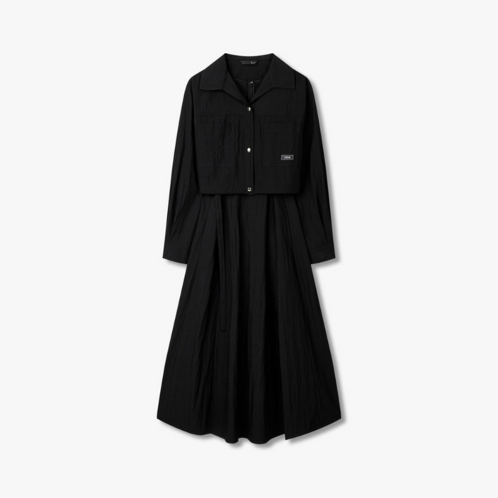 지컷 라벨 포인트 셔츠 레이어드 원피스7255137107DH1219841