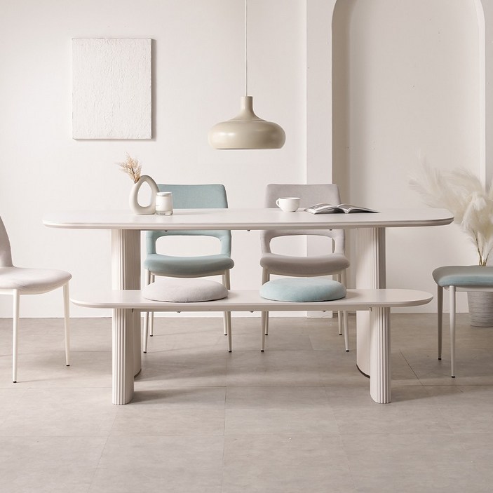 리브랑 세라믹테이블 템바보드 식탁테이블, 6인용, 화이트