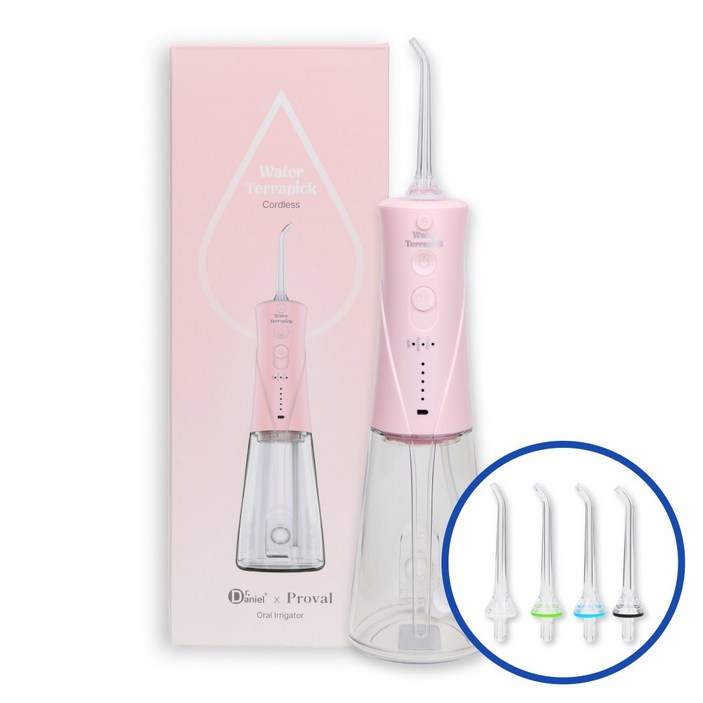 치과납품 가성비1위 워터테라픽 코드리스 구강세정기 제트팁 4개포함 무상AS 방수, 단일상품, 핑크