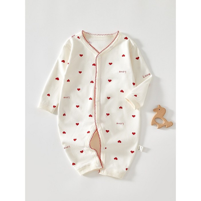 럭셔리베이비 유아 순면 하트 우주복 아기 여아 긴팔 우주복