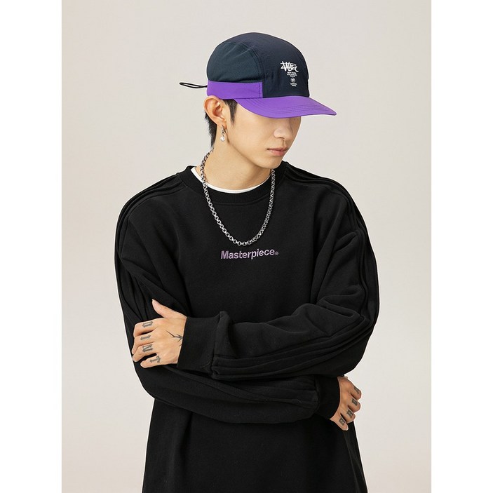 POMTOR 레터링 자수 남녀공용 여성 남성 모던 오버핏 맨투맨