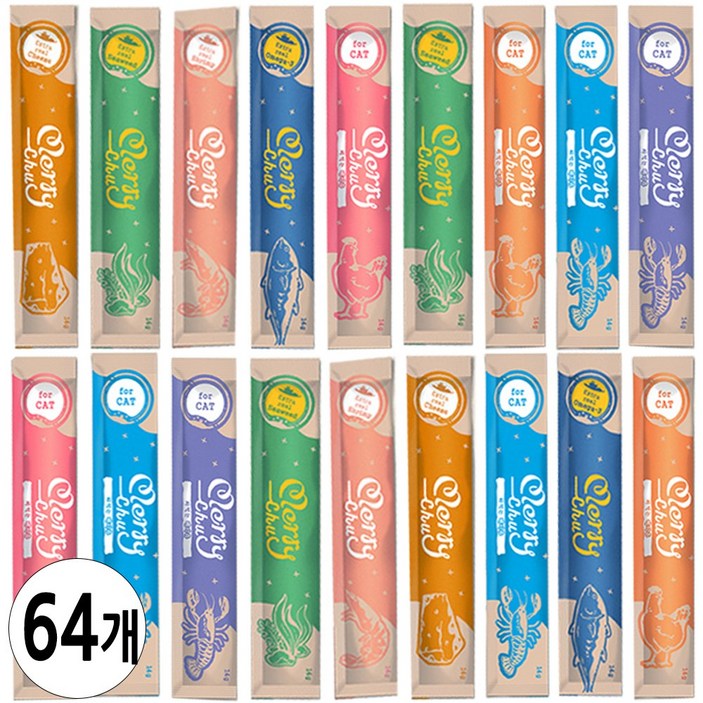 네츄럴코어 고양이 짜먹는간식 츄르메리츄, 64개, 14g, 혼합