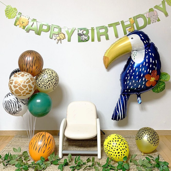 쏙쏙마켓 사파리 생일 풍선 세트, 큰부리새 세트