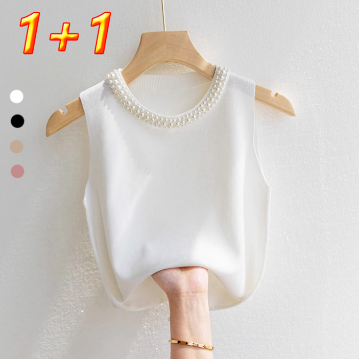 11 여성 우아한 진주넥 나시 민소매 티셔츠 데일리 봄여름 레이어드 이너나시 기본 이너티