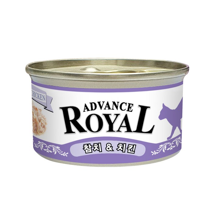 로얄 어드밴스 캔 (1box X 24개입) 고양이 캔 간식 통조림, 85g, 어드밴스로얄 참치&치킨, 24개