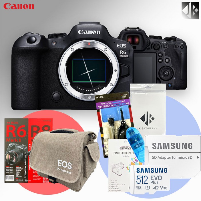 캐논 EOS R6 Mark II BODY메모리512GB액정보호필름융가방청소도구리더기완벽가이드북 패키지 캐논 EOS R6 Mark II BODY메모리512GB액정보호필름융가방청소도구리더기완벽가이드북 패키지