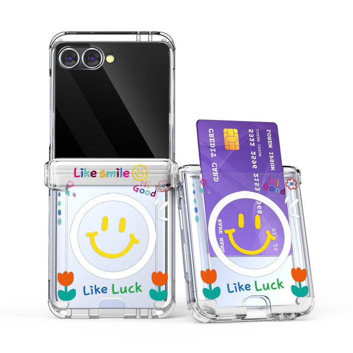 갤럭시Z플립 5 6 7 감성 디자인 맥세이프 카드 투명 하드 케이스