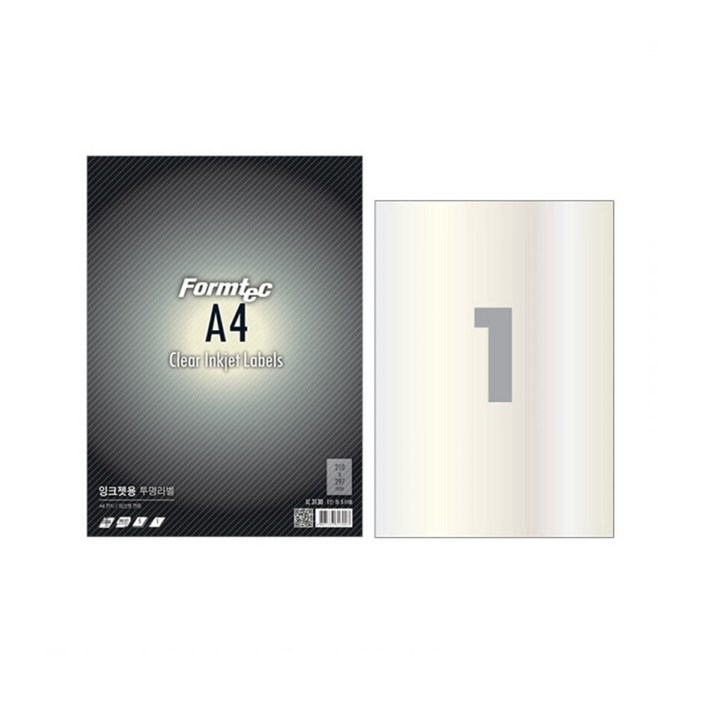 폼텍 투명라벨 IC_3130_1칸_5매_잉크젯, IC 3130 (1칸), 1팩