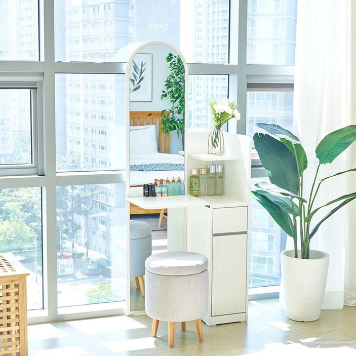 클라라 LPM 300, 400 전신경 수납 미니 틈새 화장대, 민자(메이플워시)