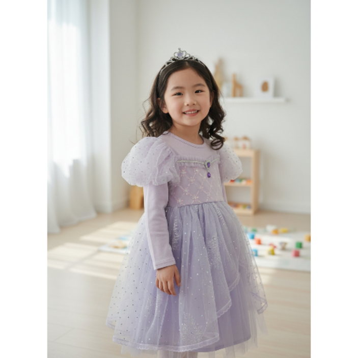 리틀밥독 봄가을 여아 로얄퍼플원피스