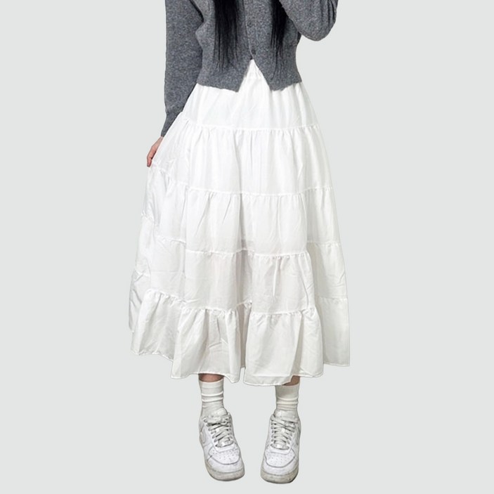 캉캉 플레어 롱 스커트 쉬폰 샤랄라 여행 치마