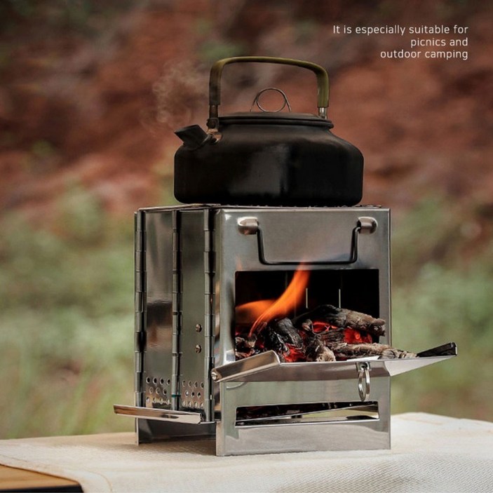 TRNS 접이식 사각난로 소형 대형 우드스토브 캠핑 차박 불멍 BBQ 화로대 숯불 재받이, 1개