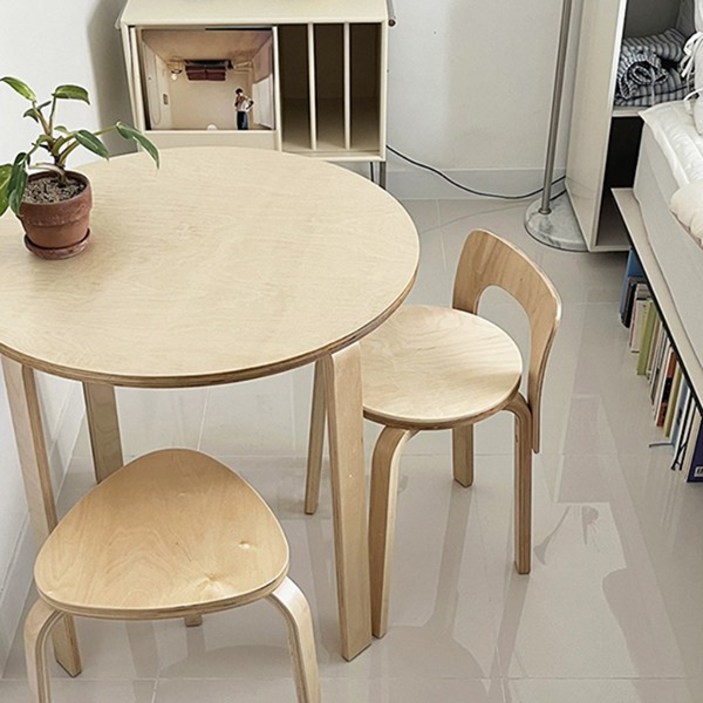 토리 자작나무 원목 테이블 작은방 원룸 (원형/사각) 높이선택