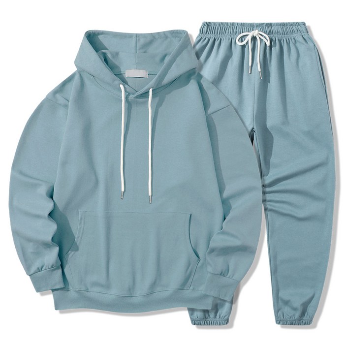 일루소 남녀공용 소프트 특양면 후드 티셔츠 + 밑밴딩 바지 트레이닝복 세트