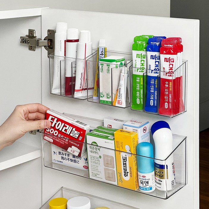 루시아이 공중부양 붙여쓰는 투명 약정리함, 칸막이형1개+일반형1개, 1세트