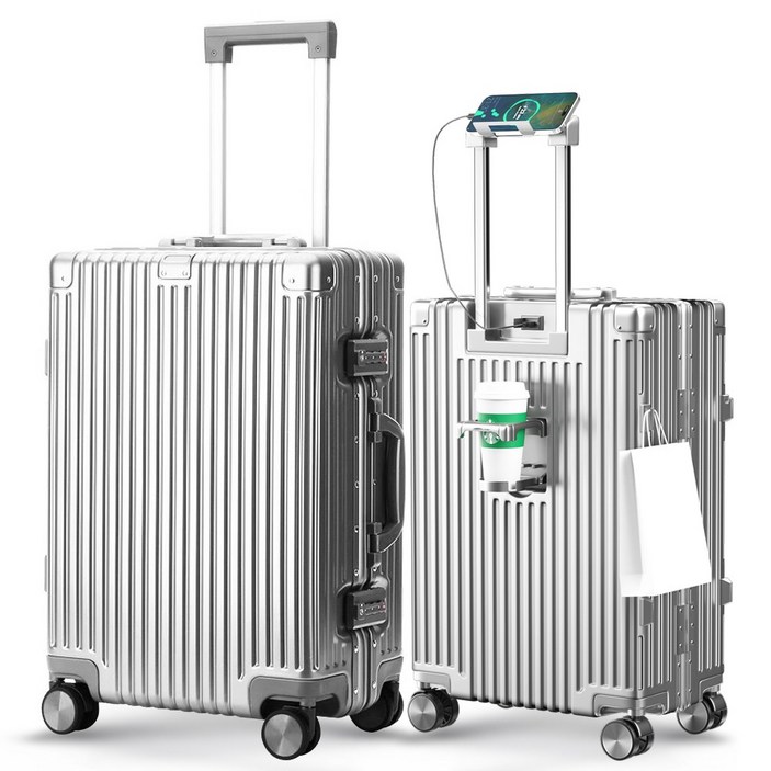 5년AS 다기능 경량  캐리어 방수 알루미늄 프레임 기내용 여행가방 USB 충전포트 360도 저소음 휠  20인치24인치28인치 중대형 하드 여행용 캐리어