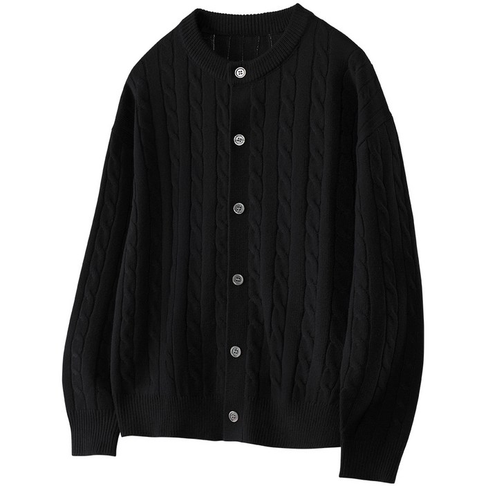 팀스핏 남성용 빅사이즈 오버핏 케이블 라운드 니트 가디건