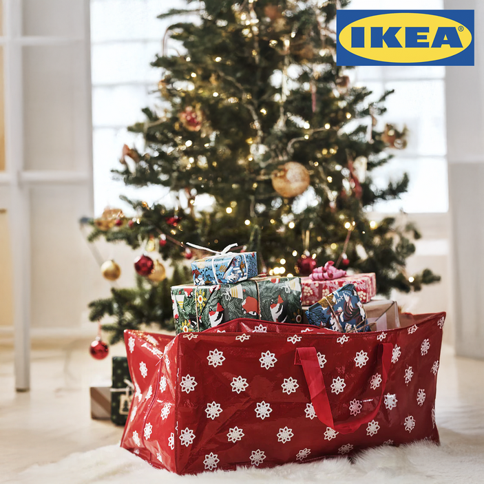 이케아 빈테르핀트 한정판 크리스마스 타포린백 장바구니, 1개