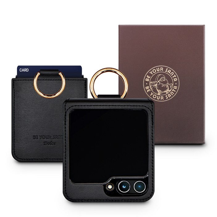 갤럭시 Z플립6 케이스 이태리 천연가죽 힌지보호 카드수납 링 루나케이스, 돌체케이스