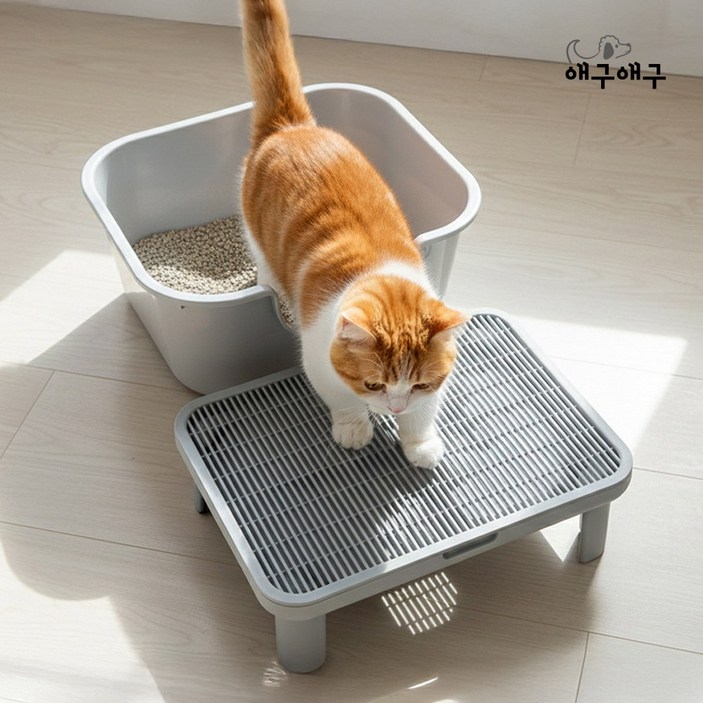 애구애구 고양이 모래 발판 매트 루퍼스텝, 1개, 그레이