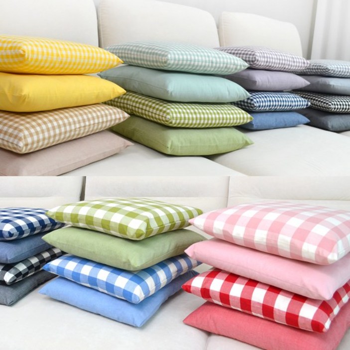 코튼데코 11컬러 체크방석 선염 면 부드러운 사계절 컬러팝 식탁 의자방석 쇼파방석 좌식방석 방석커버 카페방석