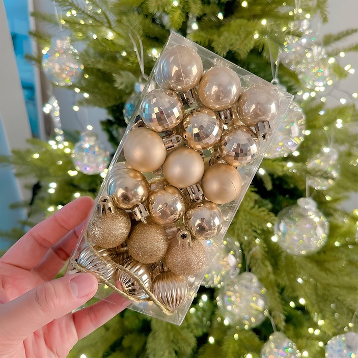 해피인어스 크리스마스 알사탕 장식볼 36p 컬러볼 오너먼트 트리장식, 04 골드, 1개