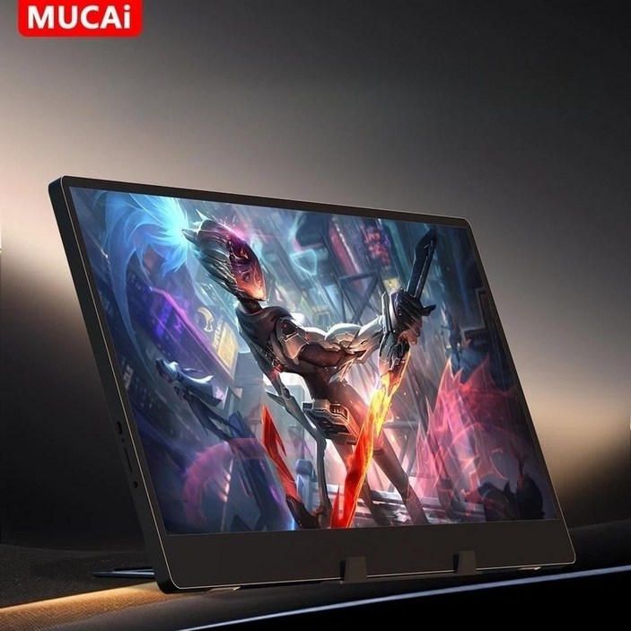 MUCAI 14인치 휴대용 모니터 60Hz 3ms 1366x768 TN패널 Type-C 연결 내장스피커 업무 보조 디스플레이