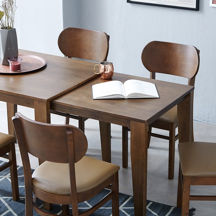 [리비니아] 마가린 원목 식탁 의자 1+1, 모카월넛, 2개