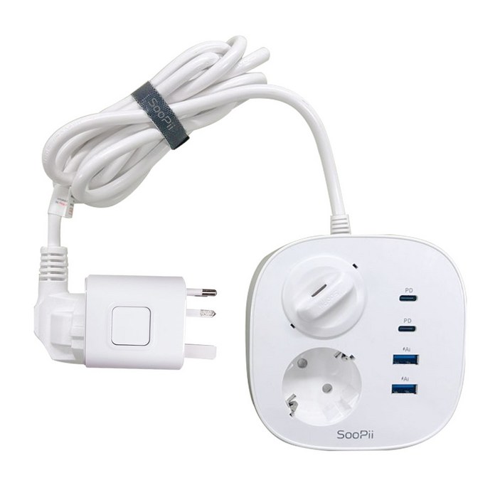 수피 65W USB 초고속 충전 4000W 2구 멀티탭 + 해외 여행 멀티 어댑터