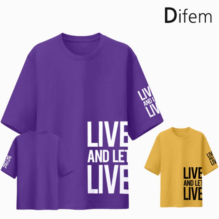 디프엠 5부오버핏반팔 라이브 남녀공용 반팔티셔츠