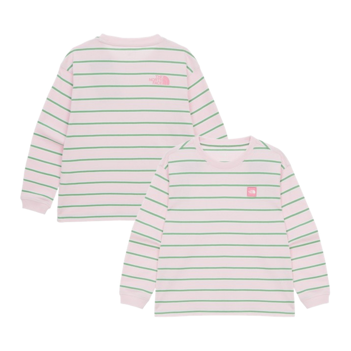 매장판 노스페이스 키즈 주니어 글랜 스트라이프 긴팔 라운드 티셔츠 파스텔 핑크 NT7TR04V
