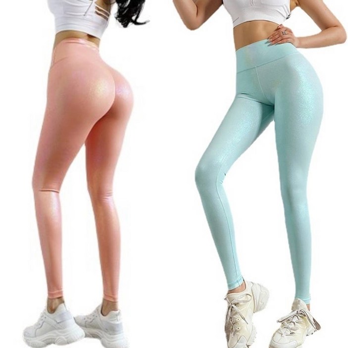 파스텔톤 레깅스 에어로빅 쫄바지 신축성 반짝이레깅스 힙업타이즈