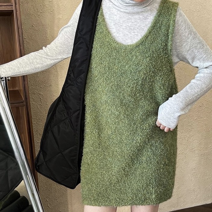 부클 원피스 니트 뷔스티에 미니 레이어드 가을겨울 데일리룩 감성룩 TVC106