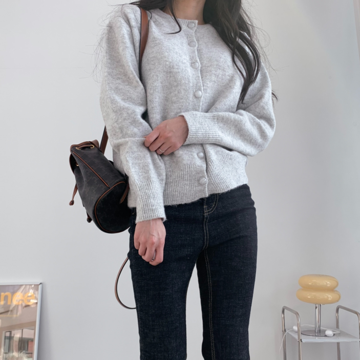 플럭시아 스위트 울 80 라운드 니트 가디건