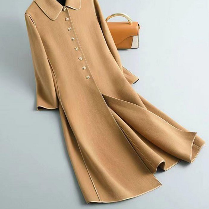 TIMEPURE 가을겨울 신상 울혼방 모직 코트 여성용 빅사이즈 트렌치코트 슬림핏 슬리밍 트렌디 엘레강스 보온성 오피스룩 롱기장 롱 자켓 루즈핏 아우터 오버니 코트